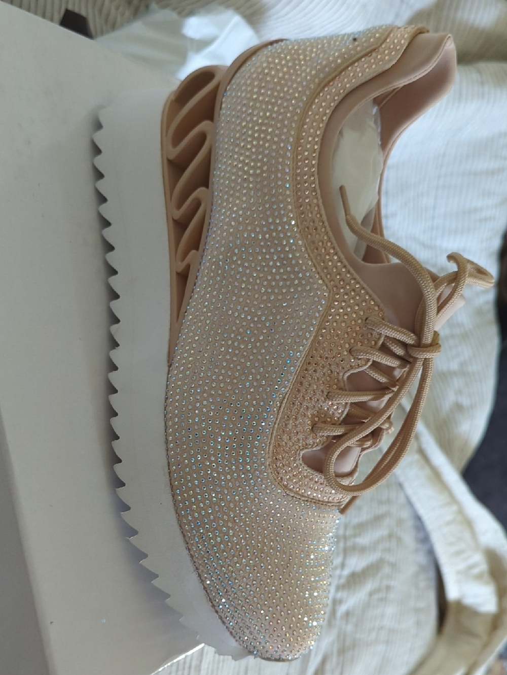 Women's Blush Crystal Embellished Platform Sneaker